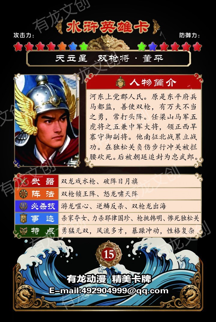 双枪将 董平卡面背面