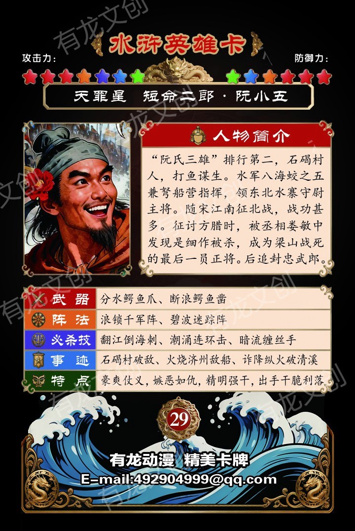 短命二郎 阮小五卡面背面