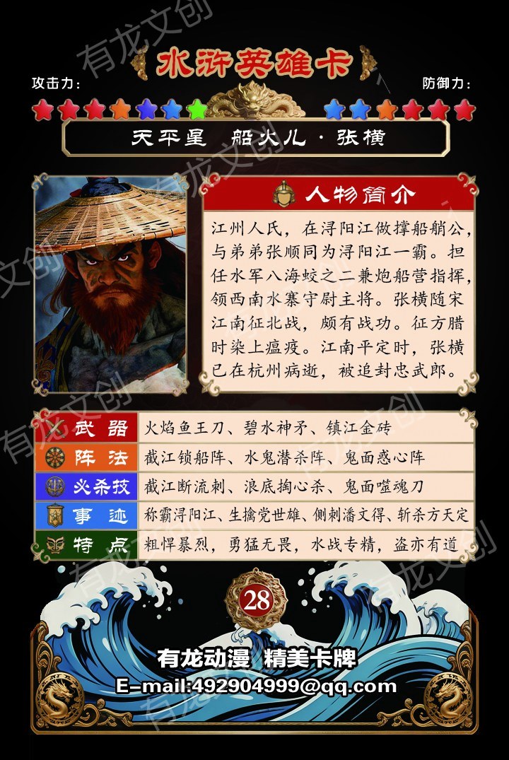 船火儿 张横卡面背面