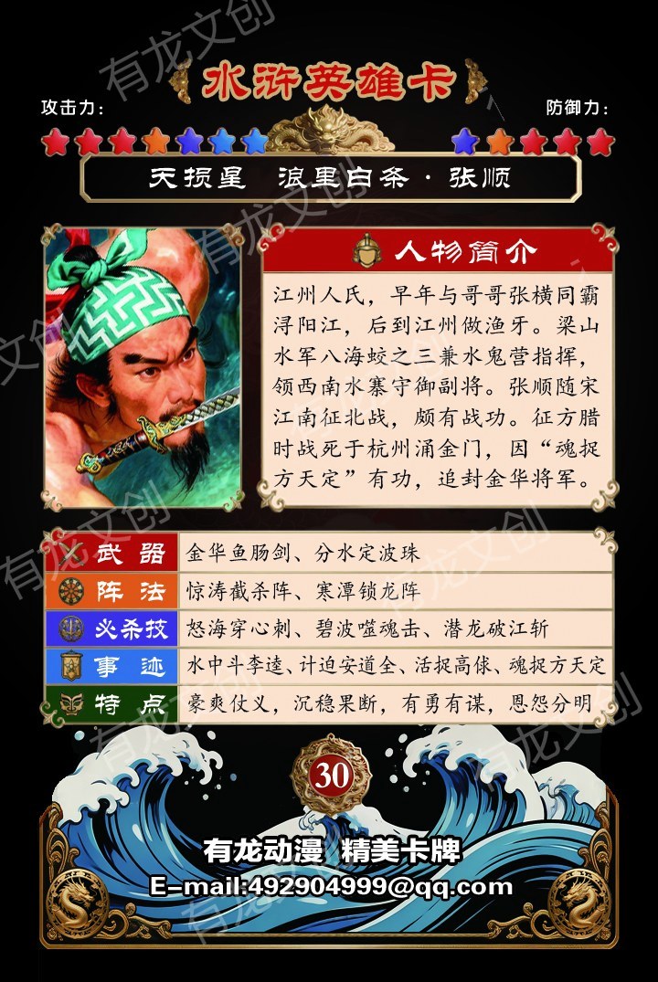 浪里白条 张顺卡面背面